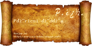 Páricsi Ádám névjegykártya
